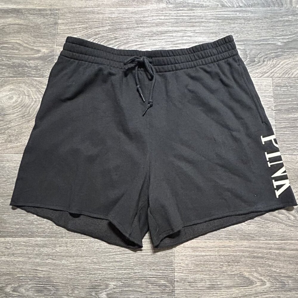 PINK Sweat Shorts Size XL Black 5" Everyday Fleece Drawstring NWT Casual Lounge